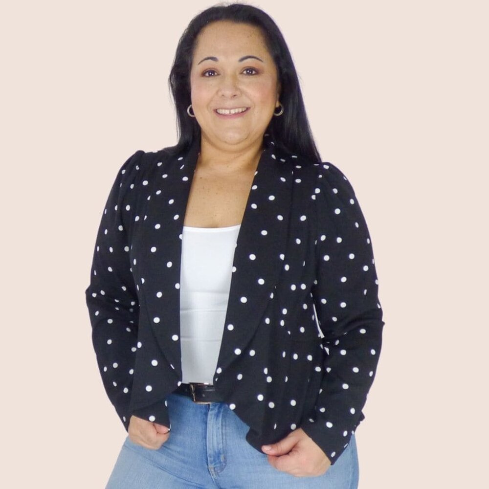 Peplum Plus Blazer with Polkadots